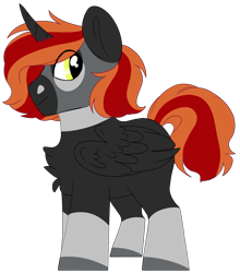 Size: 1365x1549 | Tagged: safe, artist:moonert, imported from derpibooru, oc, oc only, alicorn, pony, alicorn oc, chest fluff, colored hooves, eye clipping through hair, horn, male, simple background, smiling, solo, stallion, transparent background, wings