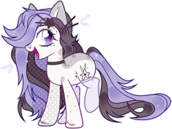 Size: 1920x1442 | Tagged: safe, artist:toffeelavender, imported from derpibooru, oc, oc only, earth pony, pony, base used, choker, clothes, earth pony oc, female, hairpin, mare, open mouth, simple background, smiling, socks, transparent background