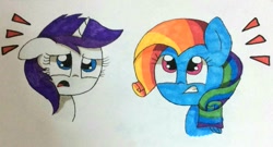 Size: 935x505 | Tagged: source needed, safe, artist:silver meadow, imported from derpibooru, rainbow dash, rarity, pegasus, pony, unicorn, alternate hairstyle, female, mane swap, sketch, traditional art
