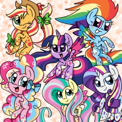 Size: 1024x1022 | Tagged: source needed, safe, artist:silver meadow, imported from derpibooru, applejack, fluttershy, pinkie pie, rainbow dash, rarity, twilight sparkle, alicorn, earth pony, pegasus, pony, unicorn, female, mane six, rainbow power, twilight sparkle (alicorn)