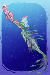 Size: 1280x1920 | Tagged: safe, artist:periwinklechick, imported from derpibooru, oc, oc only, hybrid, merpony, seapony (g4), bubble, chest fluff, crepuscular rays, dorsal fin, fins, fish tail, flowing tail, male, mermay, ocean, signature, smiling, sunlight, swimming, tail, underwater, water