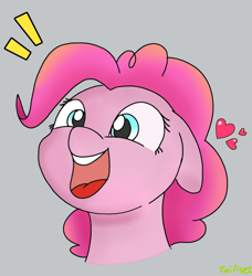Size: 2388x2616 | Tagged: safe, artist:twiliset, imported from derpibooru, pinkie pie, earth pony, pony, cute, happy, heart, simple background, smiling, solo