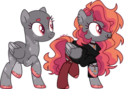 Size: 1961x1410 | Tagged: safe, artist:kurosawakuro, imported from derpibooru, oc, oc only, pegasus, pony, base used, bracelet, clothes, colored hooves, ear piercing, earring, female, folded wings, freckles, hoof polish, jacket, jewelry, mare, necklace, nose piercing, nose ring, pegasus oc, piercing, pink eyes, raised hoof, show accurate, simple background, solo, stockings, thigh highs, transparent background, wings