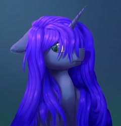 Size: 1656x1724 | Tagged: safe, artist:wyvernthedragon, imported from derpibooru, oc, oc only, pony, unicorn, bust, floppy ears, not luna, wet, wet mane