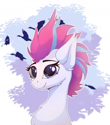 Size: 1400x1595 | Tagged: safe, artist:wyvernthedragon, imported from derpibooru, zipp storm, bird, pegasus, pony, abstract background, bust, female, g5, mare, solo