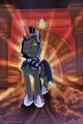 Size: 855x1283 | Tagged: safe, artist:hinoraito, imported from derpibooru, oc, oc only, pony, unicorn, male, night guard, solo, stallion