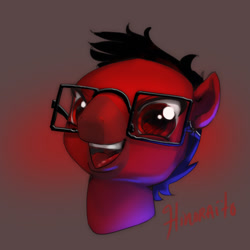 Size: 600x600 | Tagged: safe, artist:hinoraito, imported from derpibooru, oc, oc only, pony, bust, glasses, male, portrait, solo
