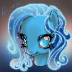 Size: 600x600 | Tagged: safe, artist:hinoraito, imported from derpibooru, oc, oc only, pony, bust, glowing mane, portrait, solo, wingding eyes