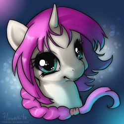 Size: 600x600 | Tagged: safe, artist:hinoraito, imported from derpibooru, oc, oc only, oc:quill, pony, unicorn, braid, bust, female, mare, portrait, solo