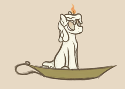 Size: 1202x857 | Tagged: safe, artist:ahorseofcourse, imported from derpibooru, oc, oc only, object pony, original species, pony, beige background, candle, fire, i can't believe it's not badumsquish, ponified, simple background, sitting, solo