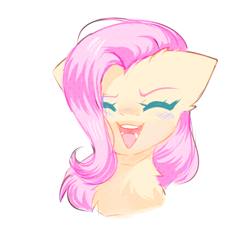 Size: 1000x1000 | Tagged: safe, artist:thieftea, imported from derpibooru, fluttershy, pegasus, pony, bust, cute, eyes closed, open mouth, open smile, portrait, shyabetes, simple background, sketch, smiling, solo, white background, yay