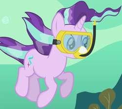 Size: 2458x2197 | Tagged: safe, artist:shutterflyeqd, imported from derpibooru, starlight glimmer, pony, unicorn, bubble, cropped, cute, dive mask, female, flowing mane, flowing tail, glimmerbetes, goggles, mare, ocean, seaweed, snorkel, snorkeling, solo, swimming, tail, underwater, water