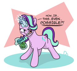 Size: 2438x2242 | Tagged: safe, artist:doodledonutart, imported from derpibooru, starlight glimmer, pony, unicorn, comic, food, jar, magic, pickle, simple background, solo, struggling, telekinesis, white background