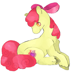 Size: 1016x1000 | Tagged: safe, artist:yfeyffis, imported from derpibooru, apple bloom, earth pony, pony, female, filly, foal, simple background, sitting, smiling, solo, transparent background, unshorn fetlocks