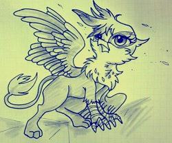 Size: 1299x1080 | Tagged: safe, artist:sechst_himmel, imported from derpibooru, gilda, griffon, female, solo, traditional art, wings
