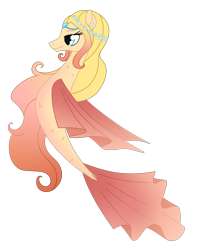 Size: 1416x1801 | Tagged: safe, artist:dyonys, imported from derpibooru, oc, oc only, oc:belle chante, merpony, blue eyes, dorsal fin, female, fish tail, flowing mane, flowing tail, gem, hairband, mare, simple background, smiling, solo, tail, transparent background