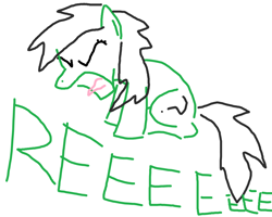 Size: 1000x800 | Tagged: safe, artist:purblehoers, imported from derpibooru, oc, oc only, oc:filly anon, pony, eyes closed, female, filly, ms paint, reeee, screech, simple background, sitting, solo, text, white background