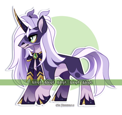 Size: 2331x2187 | Tagged: safe, artist:gkolae, imported from derpibooru, oc, oc only, pony, unicorn, abstract background, adoptable, cloven hooves, horn, male, solo, stallion, unicorn oc, unshorn fetlocks, watermark