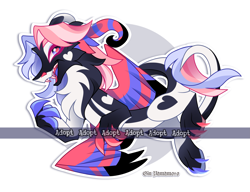 Size: 2697x2069 | Tagged: safe, artist:gkolae, imported from derpibooru, oc, oc only, draconequus, abstract background, adoptable, draconequus oc, smiling, solo, watermark