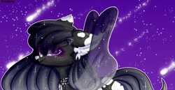 Size: 1665x860 | Tagged: safe, artist:dillice, imported from derpibooru, oc, oc only, pegasus, pony, ear fluff, female, mare, night, solo, stars