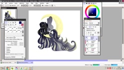 Size: 1366x768 | Tagged: safe, artist:dillice, imported from derpibooru, oc, oc only, pegasus, pony, crescent moon, female, mare, moon, tangible heavenly object, wip