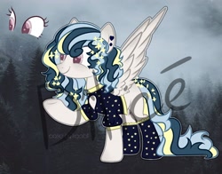 Size: 2560x2005 | Tagged: safe, alternate version, artist:dillice, imported from derpibooru, oc, oc only, pegasus, pony, base used, clothes, ear piercing, ethereal mane, eyelashes, female, mare, pegasus oc, piercing, raised hoof, smiling, socks, solo, starry mane