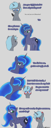 Size: 2320x5744 | Tagged: safe, artist:wild-thunder06, imported from derpibooru, princess luna, oc, oc:wild thunder, alicorn, pony, unicorn, blue eyes, blushing, cellphone, duo, green eyes, large butt, phone, smartphone, whispering