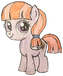 Size: 543x649 | Tagged: safe, artist:jebens1, imported from derpibooru, ting-a-ling, pegasus, pony, my little pony tales, bell, female, filly, foal, g1, g4, generation leap, simple background, smiling, solo, traditional art, transparent background, wings
