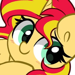 Size: 1469x1469 | Tagged: safe, artist:kittyrosie, imported from derpibooru, sunset shimmer, pony, unicorn, blushing, cute, shimmerbetes, solo, wip