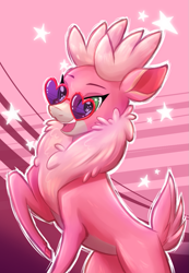 Size: 787x1138 | Tagged: safe, artist:redahfuhrerking, imported from derpibooru, oc, deer, reindeer, them's fightin' herds, community related, female, glasses, heart shaped glasses, solo, sunglasses, tfh oc