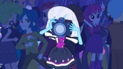 Size: 3410x1920 | Tagged: safe, imported from derpibooru, screencap, captain planet, cherry crash, mystery mint, photo finish, rose heart, sophisticata, teddy t. touchdown, human, equestria girls, equestria girls (movie), camera, canterlot high, fall formal outfits, female, high res, male, night, open mouth, open smile, smiling