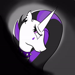 Size: 3508x3508 | Tagged: safe, artist:reinbou, imported from derpibooru, princess celestia, alicorn, pony, between dark and dawn, celestia is not amused, goth, pink eyes, punklestia, simple background, solo, unamused