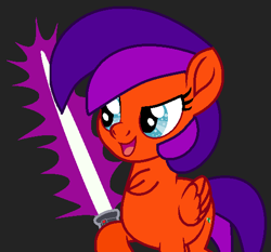 Size: 520x484 | Tagged: safe, artist:elementbases, artist:jadeharmony, imported from derpibooru, oc, oc only, oc:jade harmony, pegasus, pony, base used, black background, chest fluff, crossover, female, lightsaber, mare, may the fourth be with you, open mouth, simple background, solo, star wars, weapon