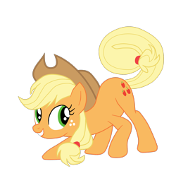 Size: 1700x1646 | Tagged: safe, artist:gmaplay, imported from derpibooru, applejack, earth pony, pony, ass up, female, freckles, full body, grin, hooves, long tail, mare, simple background, smiling, solo, standing, tail, transparent background