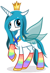 Size: 1527x2231 | Tagged: safe, artist:idkhesoff, artist:sleepy-rosie-sav, derpibooru exclusive, imported from derpibooru, queen chrysalis, changedling, changeling, pony, alternate hairstyle, base used, canterlot wedding 10th anniversary, clothes, crown, cute, female, hoof shoes, jewelry, purified chrysalis, rainbow socks, raised hoof, regalia, simple background, socks, striped socks, transparent background