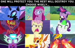 Size: 960x620 | Tagged: safe, edit, edited screencap, imported from derpibooru, screencap, daybreaker, fluttershy, nightmare moon, pinkie pie, princess celestia, princess luna, rainbow dash, rarity, sci-twi, sunset shimmer, twilight sparkle, alicorn, bat pony, earth pony, human, pegasus, pony, unicorn, a royal problem, bats!, equestria girls, equestria girls (movie), friendship games, friendship is magic, inspiration manifestation, lesson zero, party of one, season 1, season 2, season 4, season 7, secrets and pies, bat ponified, caption, evil grin, evil pie hater dash, eye beams, faic, fangs, female, flutterbat, glowing, glowing eyes, glowing horn, grin, horn, image macro, insanity, inspirarity, mare, meme, messy mane, midnight sparkle, nightmare fuel, pinkamena diane pie, possessed, race swap, shitposting, slasher smile, smiling, sunset satan, text, twilight snapple, unicorn twilight, what were they thinking, you know for kids