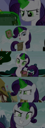 Size: 1280x3600 | Tagged: safe, edit, edited screencap, editor:jerryakiraclassics19, imported from twibooru, screencap, rarity, pony, unicorn, inspiration manifestation, '90s, evil grin, female, glowing horn, green eyes, grin, horn, image, inspiration manifestation book, levitation, magic, mare, open mouth, png, smiling, telekinesis