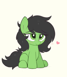 Size: 1127x1299 | Tagged: safe, artist:shinodage, imported from derpibooru, oc, oc only, oc:filly anon, earth pony, pony, female, filly, simple background, solo, yellow background