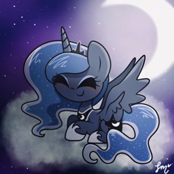 Size: 1024x1024 | Tagged: source needed, safe, artist:silver meadow, imported from derpibooru, princess luna, alicorn, pony, cloud, female, moon, solo