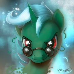 Size: 600x600 | Tagged: safe, artist:hinoraito, imported from derpibooru, oc, oc only, oc:blue note, pony, unicorn, bust, dreamworks face, glasses, male, portrait, solo, stallion