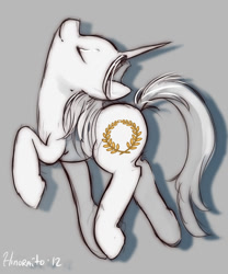 Size: 720x864 | Tagged: safe, artist:hinoraito, imported from derpibooru, oc, oc only, pony, unicorn, eyes closed, looking up, sketch, solo