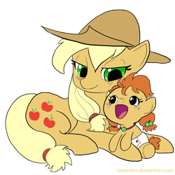 Size: 1000x1000 | Tagged: safe, artist:hinoraito, imported from derpibooru, applejack, oc, earth pony, pony, female, foal, mare, simple background, transparent background