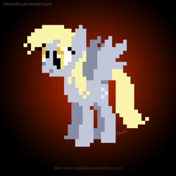 Size: 1299x1299 | Tagged: safe, artist:hinoraito, imported from derpibooru, derpy hooves, pegasus, pony, gradient background, pixel art, solo, spread wings, wings