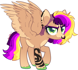 Size: 2542x2291 | Tagged: safe, artist:kurosawakuro, imported from derpibooru, oc, pegasus, pony, base used, ear piercing, earring, female, jewelry, mare, nose piercing, nose ring, offspring, parent:lightning dust, parent:spearhead, piercing, simple background, solo, transparent background