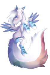 Size: 1280x1920 | Tagged: safe, artist:fluxittu, imported from derpibooru, oc, oc only, oc:michini, pegasus, pony, blushing, coat markings, female, looking at you, mare, simple background, solo, spread wings, transparent background, wings