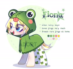 Size: 1944x1842 | Tagged: safe, artist:fenix-artist, imported from derpibooru, oc, oc only, earth pony, frog, pony, abstract background, clothes, costume, earth pony oc, eyelashes, smiling, socks