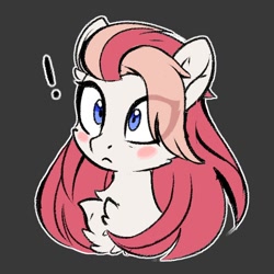 Size: 616x616 | Tagged: safe, artist:aureai, imported from derpibooru, oc, oc only, oc:aureai, pony, blushing, bust, chest fluff, emote, exclamation point, female, mare, solo