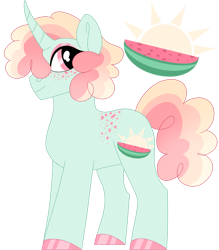 Size: 1400x1600 | Tagged: safe, artist:moonert, imported from derpibooru, oc, oc only, pony, unicorn, food, hoof polish, horn, male, simple background, solo, stallion, transparent background, unicorn oc, watermelon