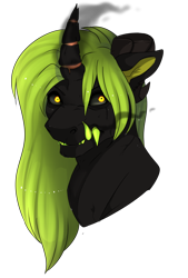 Size: 1276x1892 | Tagged: safe, artist:highrolleryt, imported from derpibooru, oc, oc only, pony, unicorn, bust, fangs, horn, simple background, transparent background, unicorn oc