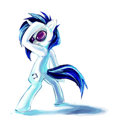 Size: 679x738 | Tagged: safe, artist:maocha, imported from derpibooru, dj pon-3, vinyl scratch, pony, unicorn, back, bipedal, female, hooves, horn, mare, simple background, solo, sunglasses, white background
